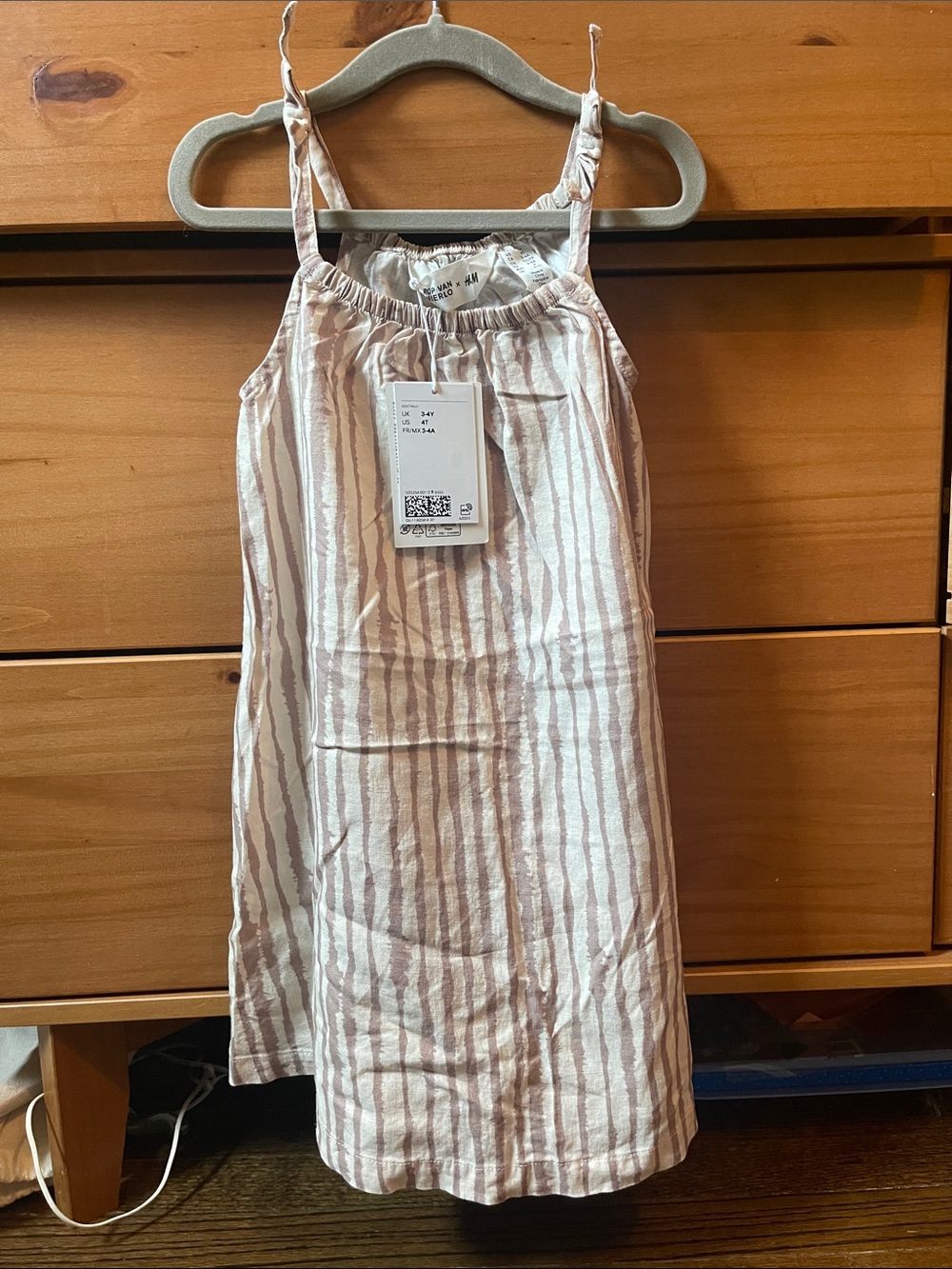 H&M Girls Pink & White Striped Sundress with Spaghetti Straps